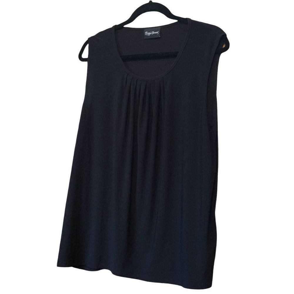 Maggie Barnes Black Smocked Sleeveless Tank  Top Shirt Plus Size OX